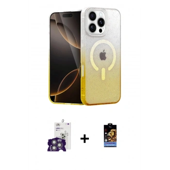 MARSİLYAN™- iPhone 16 Pro Max Kılıf Eksen Minimal Özel Seri - Siyah Buffer Hayalet Cam Ekran Koruyucu + Bilvis Titan Kamera Lens - GS