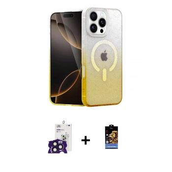 MARSİLYAN™- iPhone 16 Pro Max Kılıf Eksen Minimal Özel Seri - Siyah Buffer Hayalet Cam Ekran Koruyucu + Bilvis Titan Kamera Lens - SH