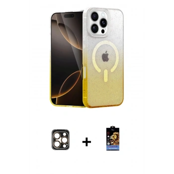 MARSİLYAN™- iPhone 16 Pro Max Kılıf Eksen Minimal Özel Seri - Siyah Buffer Hayalet Cam Ekran Koruyucu + PVD Metal Kamera Lens - GD
