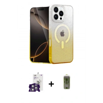 MARSİLYAN™- iPhone 16 Pro Max Kılıf Eksen Minimal Özel Seri - Siyah Joko Magic 5D Hayalet Cam + Bilvis Titan Kamera Lens - GS