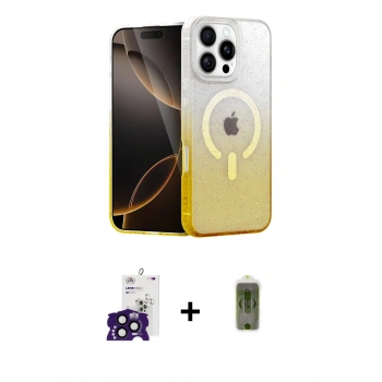 MARSİLYAN™- iPhone 16 Pro Max Kılıf Eksen Minimal Özel Seri - Siyah Joko Magic 5D Hayalet Cam + Bilvis Titan Kamera Lens - SH