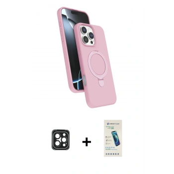 MARSİLYAN™- iPhone 16 Pro Max Kılıf İz Işık Koleksiyonu - Şeffaf Pasifik Cam Ekran Koruyucu + PVD Metal Kamera Lens - SH