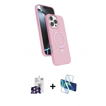 MARSİLYAN™- iPhone 16 Pro Max Kılıf İz Işık Koleksiyonu - Siyah 3D Antistatik Cam Ekran Koruyucu + Bilvis Titan Kamera Lens - TMGI