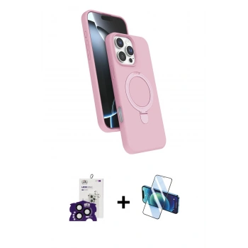 MARSİLYAN™- iPhone 16 Pro Max Kılıf İz Işık Koleksiyonu - Siyah 3D Antistatik Cam Ekran Koruyucu + Bilvis Titan Kamera Lens - SH