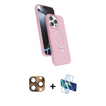 MARSİLYAN™- iPhone 16 Pro Max Kılıf İz Işık Koleksiyonu - Siyah 3D Antistatik Cam Ekran Koruyucu + Pers Alüminyum Kamera Lens - CLTM