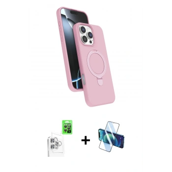 MARSİLYAN™- iPhone 16 Pro Max Kılıf İz Işık Koleksiyonu - Siyah 3D Antistatik Cam Ekran Koruyucu + Raze Metal Kamera Lens - BZ