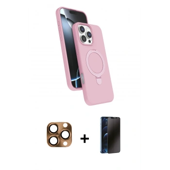 MARSİLYAN™- iPhone 16 Pro Max Kılıf İz Işık Koleksiyonu - Siyah 3D Antistatik Hayalet Cam Ekran Koruyucu + Pers Alüminyum Kamera Lens - CLTM