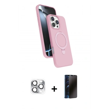 MARSİLYAN™- iPhone 16 Pro Max Kılıf İz Işık Koleksiyonu - Siyah 3D Antistatik Hayalet Cam Ekran Koruyucu + Pers Alüminyum Kamera Lens - GS