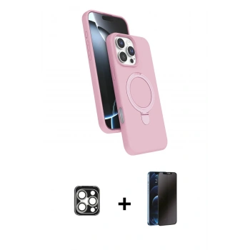 MARSİLYAN™- iPhone 16 Pro Max Kılıf İz Işık Koleksiyonu - Siyah 3D Antistatik Hayalet Cam Ekran Koruyucu + PVD Metal Kamera Lens - GS