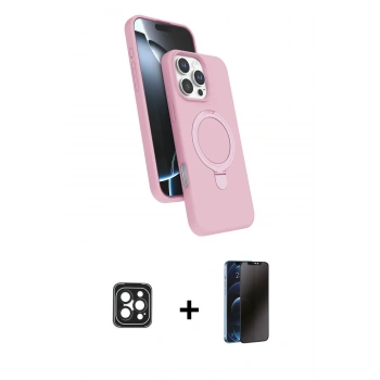 MARSİLYAN™- iPhone 16 Pro Max Kılıf İz Işık Koleksiyonu - Siyah 3D Antistatik Hayalet Cam Ekran Koruyucu + PVD Metal Kamera Lens - SH