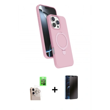 MARSİLYAN™- iPhone 16 Pro Max Kılıf İz Işık Koleksiyonu - Siyah 3D Antistatik Hayalet Cam Ekran Koruyucu + Raze Metal Kamera Lens - NLGY