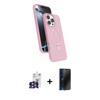 MARSİLYAN™- iPhone 16 Pro Max Kılıf İz Işık Koleksiyonu - Siyah 3D Antistatik Hayalet Cam Ekran Koruyucu + Bilvis Titan Kamera Lens - TMGI