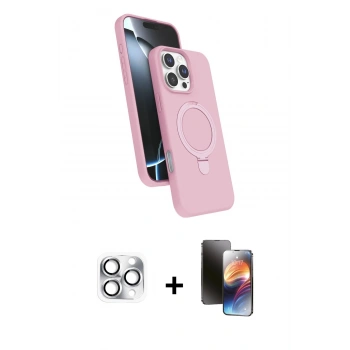 MARSİLYAN™- iPhone 16 Pro Max Kılıf İz Işık Koleksiyonu - Siyah 3D Antistatik Mat Seramik Nano Ekran Koruyucu + Pers Alüminyum Kamera Lens - GS