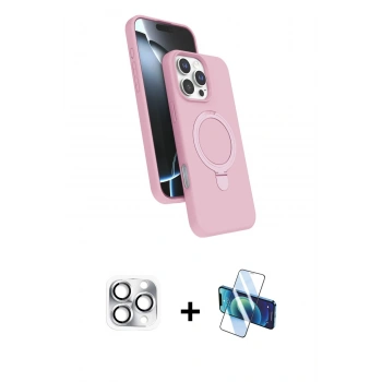 MARSİLYAN™- iPhone 16 Pro Max Kılıf İz Işık Koleksiyonu - Siyah 3D Antistatik Seramik Nano Ekran Koruyucu + Pers Alüminyum Kamera Lens - GS