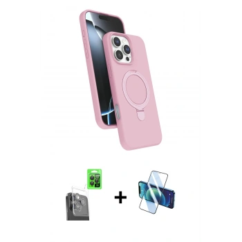 MARSİLYAN™- iPhone 16 Pro Max Kılıf İz Işık Koleksiyonu - Siyah 3D Antistatik Seramik Nano Ekran Koruyucu + Raze Metal Kamera Lens - SH