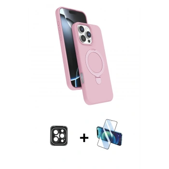 MARSİLYAN™- iPhone 16 Pro Max Kılıf İz Işık Koleksiyonu - Siyah 3D Antistatik Seramik Nano Ekran Koruyucu + PVD Metal Kamera Lens - SH