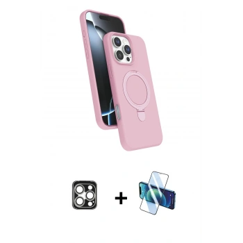 MARSİLYAN™- iPhone 16 Pro Max Kılıf İz Işık Koleksiyonu - Siyah 3D Antistatik Seramik Nano Ekran Koruyucu + PVD Metal Kamera Lens - GS