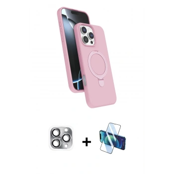 MARSİLYAN™- iPhone 16 Pro Max Kılıf İz Işık Koleksiyonu - Siyah 3D Antistatik Seramik Nano Ekran Koruyucu + Pers Alüminyum Kamera Lens - GI