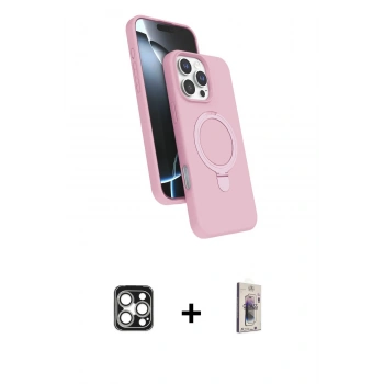 MARSİLYAN™- iPhone 16 Pro Max Kılıf İz Işık Koleksiyonu - Siyah Bilvis 3D Cam Ekran Koruyucu + PVD Metal Kamera Lens - GS