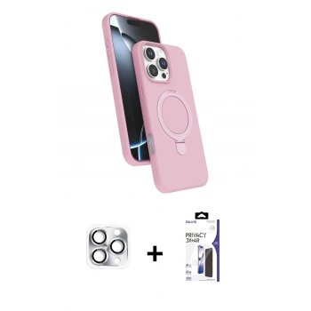 MARSİLYAN™- iPhone 16 Pro Max Kılıf İz Işık Koleksiyonu - Siyah Bilvis 3X AR Hayalet Cam Ekran Koruyucu + Pers Alüminyum Kamera Lens - GS