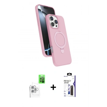 MARSİLYAN™- iPhone 16 Pro Max Kılıf İz Işık Koleksiyonu - Siyah Bilvis 3X AR Hayalet Cam Ekran Koruyucu + Raze Metal Kamera Lens - BZ