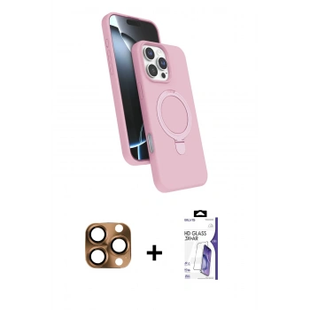 MARSİLYAN™- iPhone 16 Pro Max Kılıf İz Işık Koleksiyonu - Siyah Bilvis 3X AR HD Cam Ekran Koruyucu + Pers Alüminyum Kamera Lens - CLTM