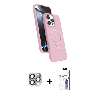 MARSİLYAN™- iPhone 16 Pro Max Kılıf İz Işık Koleksiyonu - Siyah Bilvis 3X AR HD Cam Ekran Koruyucu + Pers Alüminyum Kamera Lens - GI