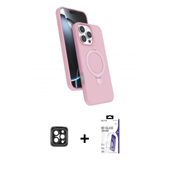 MARSİLYAN™- iPhone 16 Pro Max Kılıf İz Işık Koleksiyonu - Siyah Bilvis 3X AR HD Cam Ekran Koruyucu + PVD Metal Kamera Lens - SH