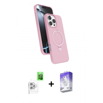 MARSİLYAN™- iPhone 16 Pro Max Kılıf İz Işık Koleksiyonu - Siyah Bilvis 5in1 3D Magic Cam Ekran Koruyucu + Raze Metal Kamera Lens - BZ