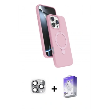 MARSİLYAN™- iPhone 16 Pro Max Kılıf İz Işık Koleksiyonu - Siyah Bilvis 5in1 3D Magic Cam Ekran Koruyucu + Pers Alüminyum Kamera Lens - GI