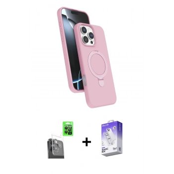 MARSİLYAN™- iPhone 16 Pro Max Kılıf İz Işık Koleksiyonu - Siyah Bilvis 5in1 3D Magic Cam Ekran Koruyucu + Raze Metal Kamera Lens - SH