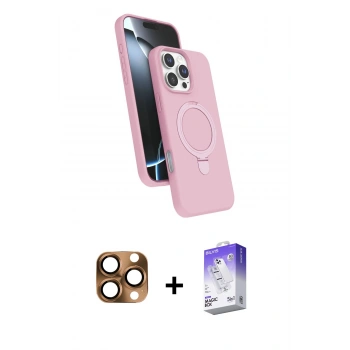 MARSİLYAN™- iPhone 16 Pro Max Kılıf İz Işık Koleksiyonu - Siyah Bilvis 5in1 3D Magic Cam Ekran Koruyucu + Pers Alüminyum Kamera Lens - CLTM