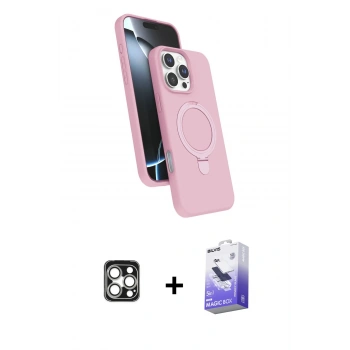 MARSİLYAN™- iPhone 16 Pro Max Kılıf İz Işık Koleksiyonu - Siyah Bilvis 5in1 5D Magic Hayalet Cam Ekran Koruyucu + PVD Metal Kamera Lens - GS