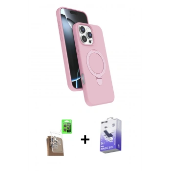 MARSİLYAN™- iPhone 16 Pro Max Kılıf İz Işık Koleksiyonu - Siyah Bilvis 5in1 5D Magic Hayalet Cam Ekran Koruyucu + Raze Metal Kamera Lens - CLTM