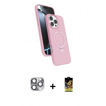 MARSİLYAN™- iPhone 16 Pro Max Kılıf İz Işık Koleksiyonu - Siyah Buffer Cam Ekran Koruyucu + Pers Alüminyum Kamera Lens - GI