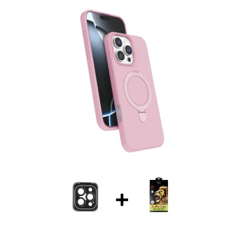 MARSİLYAN™- iPhone 16 Pro Max Kılıf İz Işık Koleksiyonu - Siyah Buffer Cam Ekran Koruyucu + PVD Metal Kamera Lens - SH