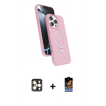 MARSİLYAN™- iPhone 16 Pro Max Kılıf İz Işık Koleksiyonu - Siyah Buffer Hayalet Cam Ekran Koruyucu + PVD Metal Kamera Lens - GD