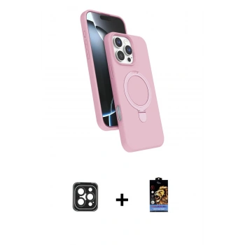 MARSİLYAN™- iPhone 16 Pro Max Kılıf İz Işık Koleksiyonu - Siyah Buffer Hayalet Cam Ekran Koruyucu + PVD Metal Kamera Lens - SH