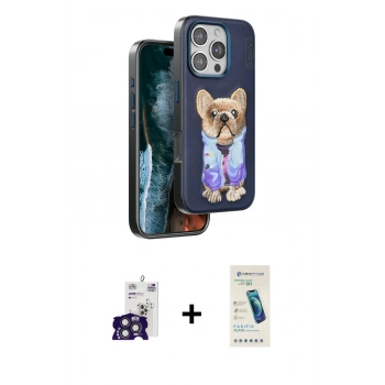 MARSİLYAN™- iPhone 16 Pro Max Kılıf İz Minimal Koleksiyonu - Şeffaf Pasifik Cam Ekran Koruyucu + Bilvis Titan Kamera Lens - TMGI