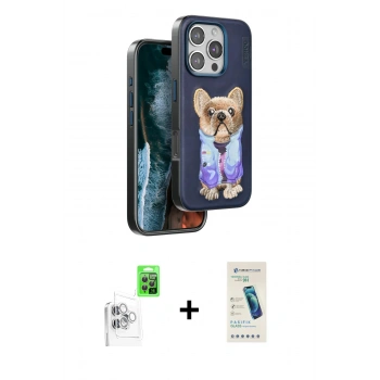 MARSİLYAN™- iPhone 16 Pro Max Kılıf İz Minimal Koleksiyonu - Şeffaf Pasifik Cam Ekran Koruyucu + Raze Metal Kamera Lens - BZ