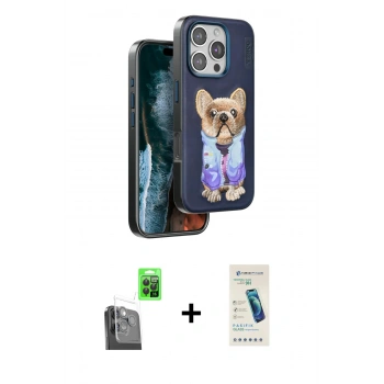 MARSİLYAN™- iPhone 16 Pro Max Kılıf İz Minimal Koleksiyonu - Şeffaf Pasifik Cam Ekran Koruyucu + Raze Metal Kamera Lens - SH