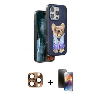 MARSİLYAN™- iPhone 16 Pro Max Kılıf İz Minimal Koleksiyonu - Siyah 3D Antistatik Mat Seramik Nano Ekran Koruyucu + Pers Alüminyum Kamera Lens - CLTM