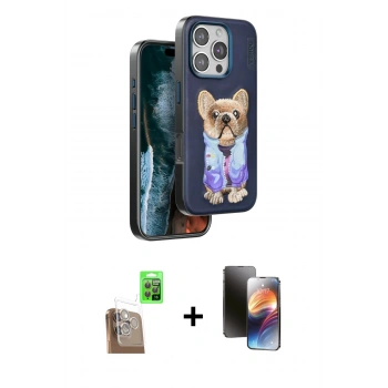 MARSİLYAN™- iPhone 16 Pro Max Kılıf İz Minimal Koleksiyonu - Siyah 3D Antistatik Mat Seramik Nano Ekran Koruyucu + Raze Metal Kamera Lens - CLTM