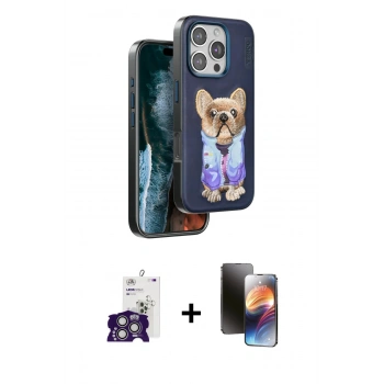 MARSİLYAN™- iPhone 16 Pro Max Kılıf İz Minimal Koleksiyonu - Siyah 3D Antistatik Mat Seramik Nano Ekran Koruyucu + Bilvis Titan Kamera Lens - GS
