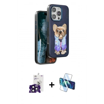 MARSİLYAN™- iPhone 16 Pro Max Kılıf İz Minimal Koleksiyonu - Siyah 3D Antistatik Seramik Nano Ekran Koruyucu + Bilvis Titan Kamera Lens - SH