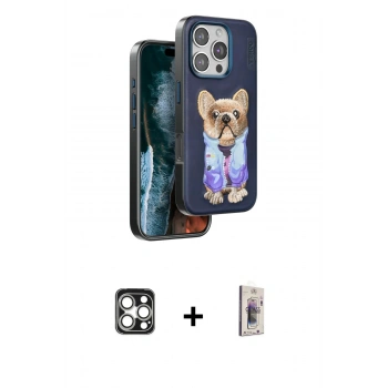 MARSİLYAN™- iPhone 16 Pro Max Kılıf İz Minimal Koleksiyonu - Siyah Bilvis 3D Cam Ekran Koruyucu + PVD Metal Kamera Lens - GS