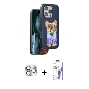 MARSİLYAN™- iPhone 16 Pro Max Kılıf İz Minimal Koleksiyonu - Siyah Bilvis 3X AR HD Cam Ekran Koruyucu + Pers Alüminyum Kamera Lens - GS