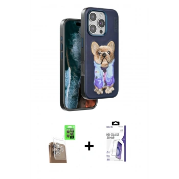 MARSİLYAN™- iPhone 16 Pro Max Kılıf İz Minimal Koleksiyonu - Siyah Bilvis 3X AR HD Cam Ekran Koruyucu + Raze Metal Kamera Lens - CLTM