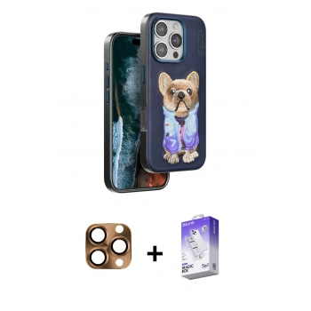 MARSİLYAN™- iPhone 16 Pro Max Kılıf İz Minimal Koleksiyonu - Siyah Bilvis 5in1 3D Magic Cam Ekran Koruyucu + Pers Alüminyum Kamera Lens - CLTM