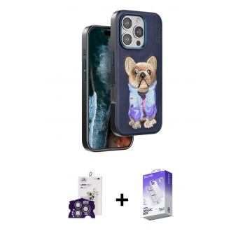 MARSİLYAN™- iPhone 16 Pro Max Kılıf İz Minimal Koleksiyonu - Siyah Bilvis 5in1 3D Magic Cam Ekran Koruyucu + Bilvis Titan Kamera Lens - GS